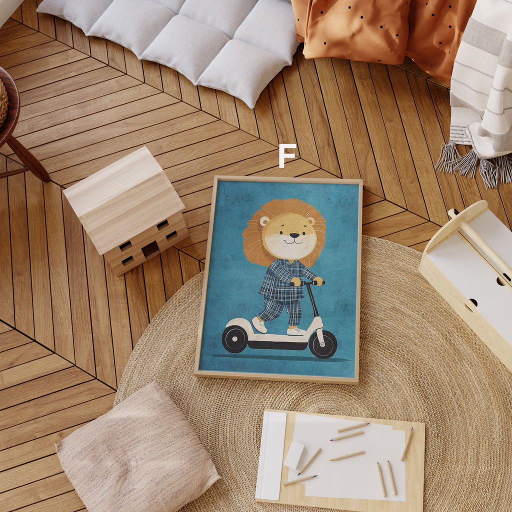 Skateboard Waldtiere Poster Kinderzimmer · Geschenkidee für Kinder · Dalmatiner Löwe Fuchs Lama Koala Bär · Deko Print ohne Rahmen