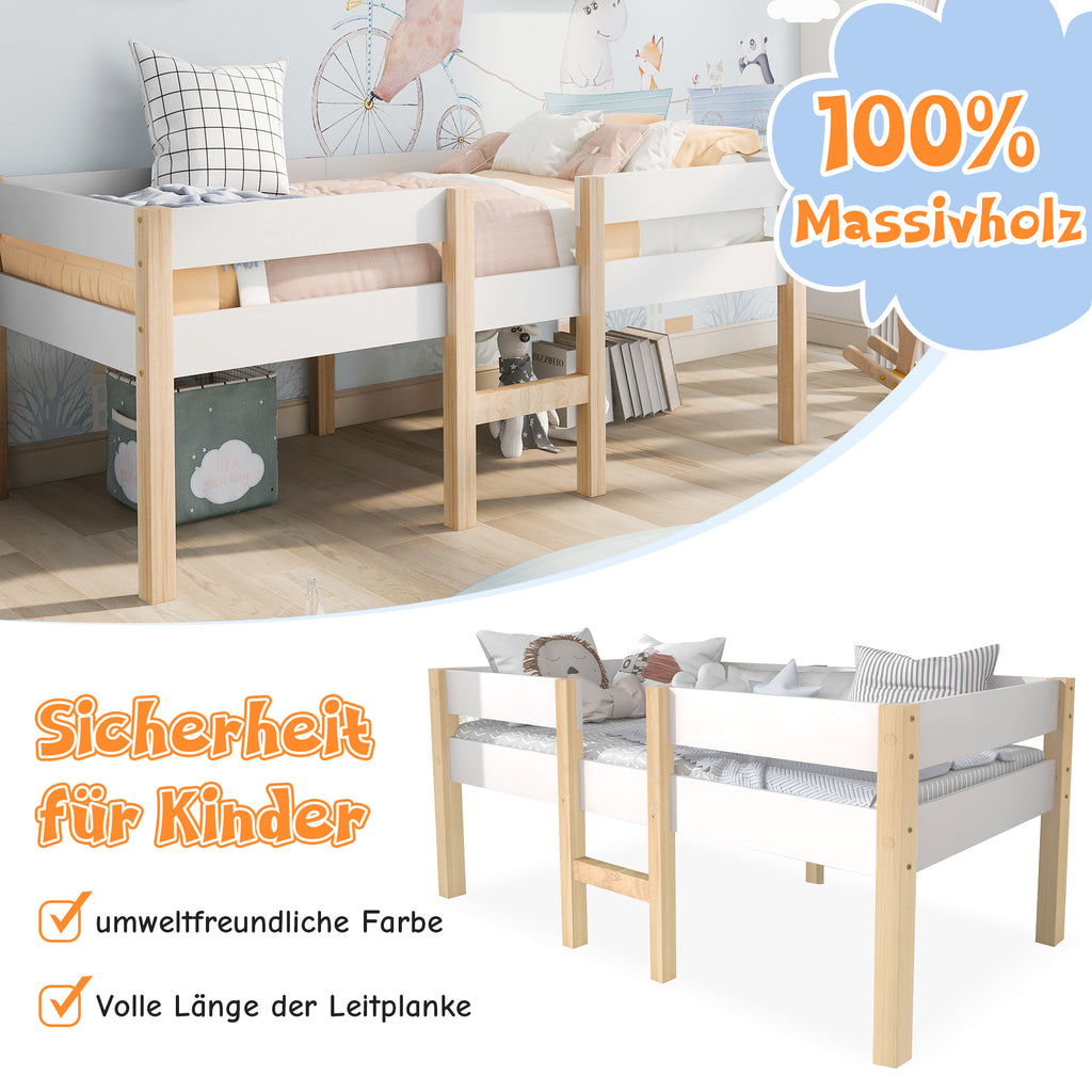Massives Kinderbett aus Kiefernholz – Perfekt für Jungen & Mädchen – 200 x 90 cm