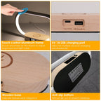 Nachttischlampe mit Touch-Steuerung, Uhr & kabellosem Laden – dimmbare LED-Lampe